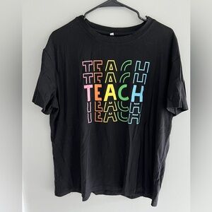 Black “Teach” Rainbow Graphic T-Shirt Size 2XL